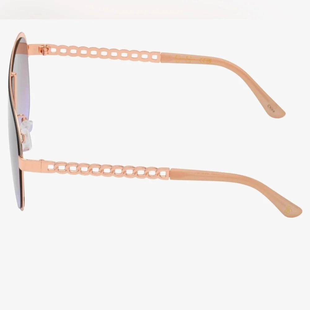 Jessica Simpson J6228 nude gray‎ rose gold Metal Shield Aviator Pilot Sunglasses